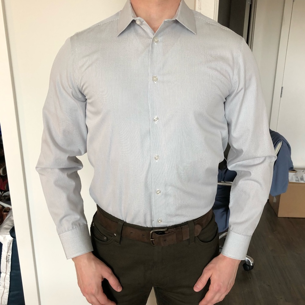 Calvin Klein men’s striped slim fit dress shirt